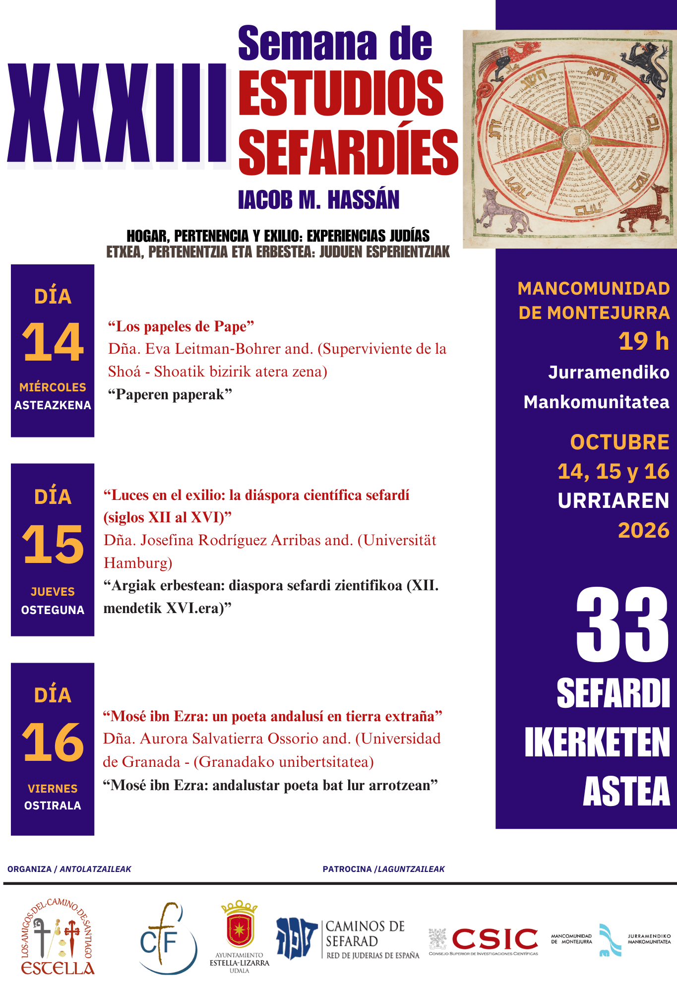 XXXIII Semana de Estudios Sefardíes de Estella - Lizarra