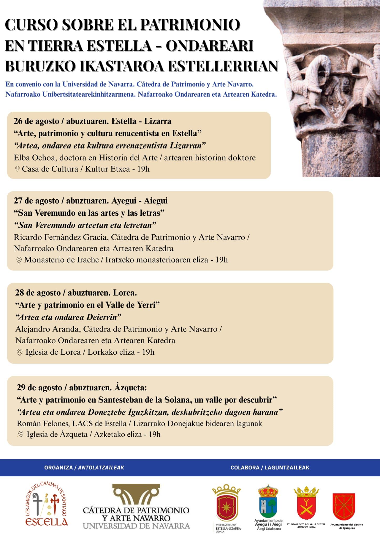 Curso de Patrimonio en Tierra Estella (XXIII SEMANA DE PATRIMONIO)